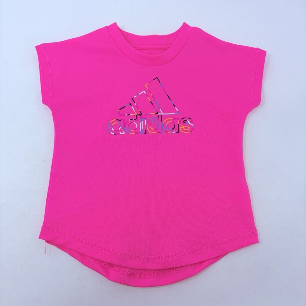 Adidas Baby Girls Size 9 Months Short Sleeve Graphic‎ T-Shirt in Bright Pink 349